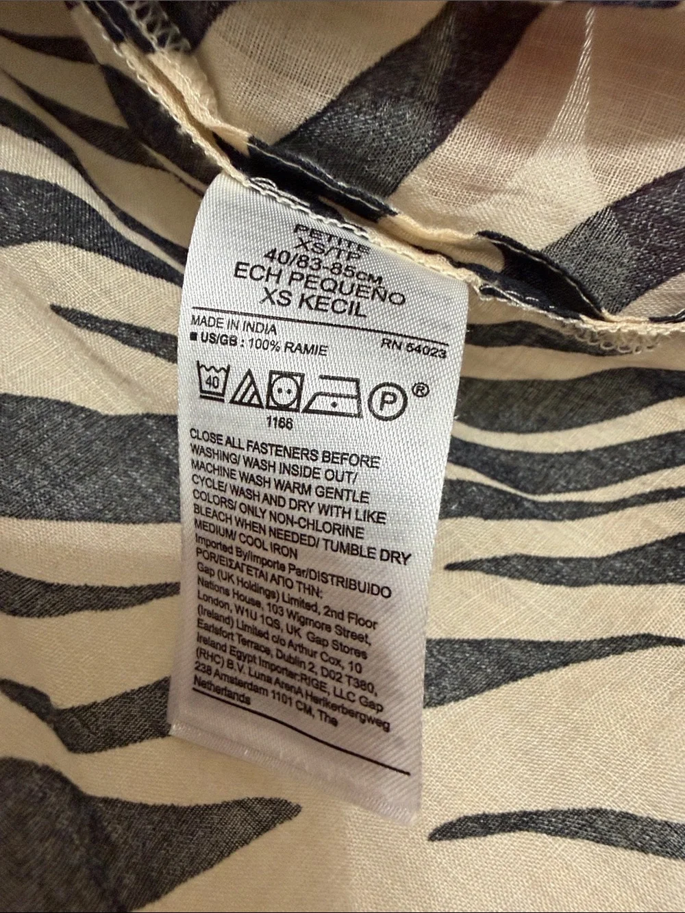 Banana Republic Zebra-Print Short Sleeve Blouse - Black & Cream